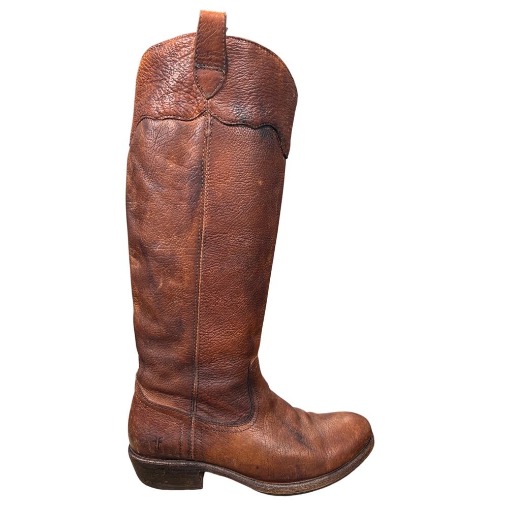Frye Carson Brown Distressed Lug Sole Riding Boots Size US 8.5 B